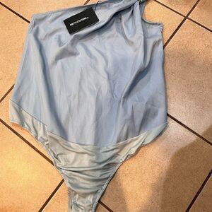 PrettyLittleThing Maternity One Shoulder Bodysuit Blue Size 12